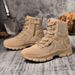 High-top Boots Men Outdoor Anti-slip Lace-up Flat Soft Wear-resistant Hiking Shoes Men Breathable Comfortable Combat Boots Men_vogvips.com