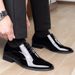 Autumn New Business Dress Pointed Lacquer Leather Youth Versatile Lace Up Large Men's Groom Wedding Shoes_vogvips.com