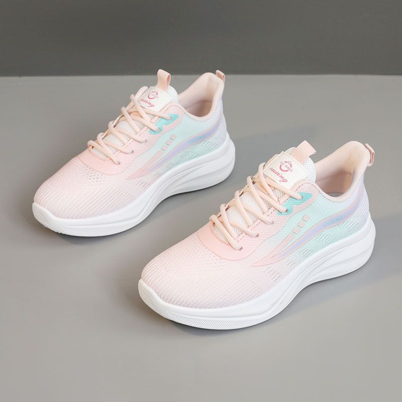 New Fashion Summer Women's Lightweight Popular Running Sneakers Breathable White Gradient Color Casual Shoes For Women_vogvips.com