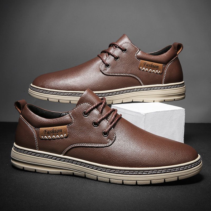 Casual Dress Leather Shoes Men's Shoes Light Mouth Low Heel With Suit Men's Shoes_vogvips.com