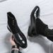 Euro Step British Style Men's Mid-High Top Leather Brogue Business Casual Ankle Fashion Pointed Toe Height Increasing Martin Boots_vogvips.com