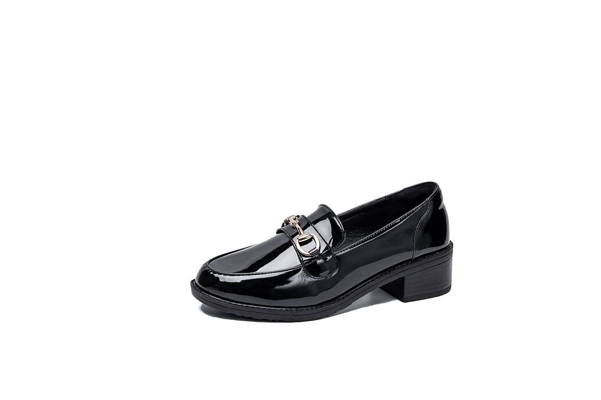 Mid-heel Leather 2026 New Model British Style Buckle Spring And Autumn Fashion Women's Versatile Chunky Heel Shoes_vogvips.com
