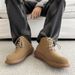 3902 Autumn Mid-Top Short British Style Workwear Men's Martin Solid Color Versatile Boots_vogvips.com