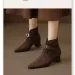 Booties Women Fall Winter Spliced Scrub Soft Sole Comfort Pointed Toe Kitten Block Heel Fashion Boots 251105_vogvips.com