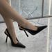 Black Pointed Toe High Heels For Women, Stiletto, 2023 New Style, Elegant And Sophisticated Patent Leather Sexy Single_vogvips.com