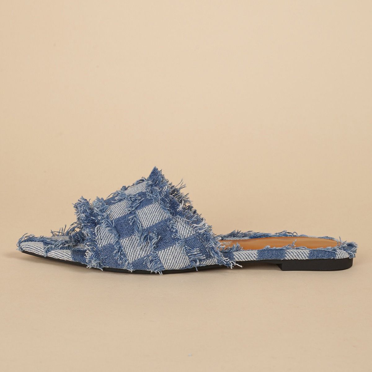 Women's Shoes Hot Selling Women's Flat Slippers New Denim Tassels Casual Fashion Middle East Women's Shoes_vogvips.com
