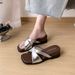 French-style Chunky Cross-strap Open-toe Slip-on For Women, 2026 Summer New Leopard Print Wedge Heel Beach Sandals_vogvips.com