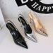 French Bag Head Rear Empty Shallow Mouth Pointed Head Thin Heel Single Shoes Women's Bow Back Strap High Heel Women's Shoes_vogvips.com