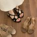 Unique Design Women's For Outdoor Wear 2025 Summer New Vintage Suede Leather Hollow Open-Toe Roman Sandals_vogvips.com