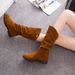Ankle Boots Waterproof Leather Chic Casual Mid Heel Pointed Toe Buckle Outdoor Boots_vogvips.com