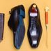 Leather shoes Men's leather formal men's shoes Square head Oxford shoes British business_vogvips.com