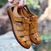 99006 Men's Sandals Summer Handmade Beach Large Size Car Seam Sleeve Foot Hollowed Baotou Hole Shoes_vogvips.com
