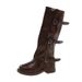 French Style Thick Sole Belt Buckle 2025 Autumn Winter New Women's Chunky Heel Ruched Slouch Mid-Calf Boots_vogvips.com