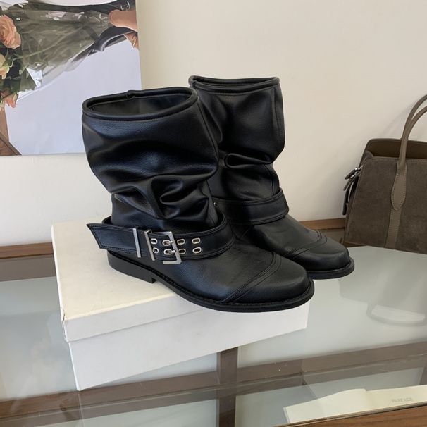380-1~Chunky Heel French Retro Western Cowboy Ankle For Women, 2026 New Style Stackable Boots_vogvips.com