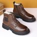 European Warm Series Autumn Winter Fleece-Lined Men's Non-Slip Men Genuine Leather Casual Martin Boots Sheepskin Thickened Warm Cotton Shoes_vogvips.com