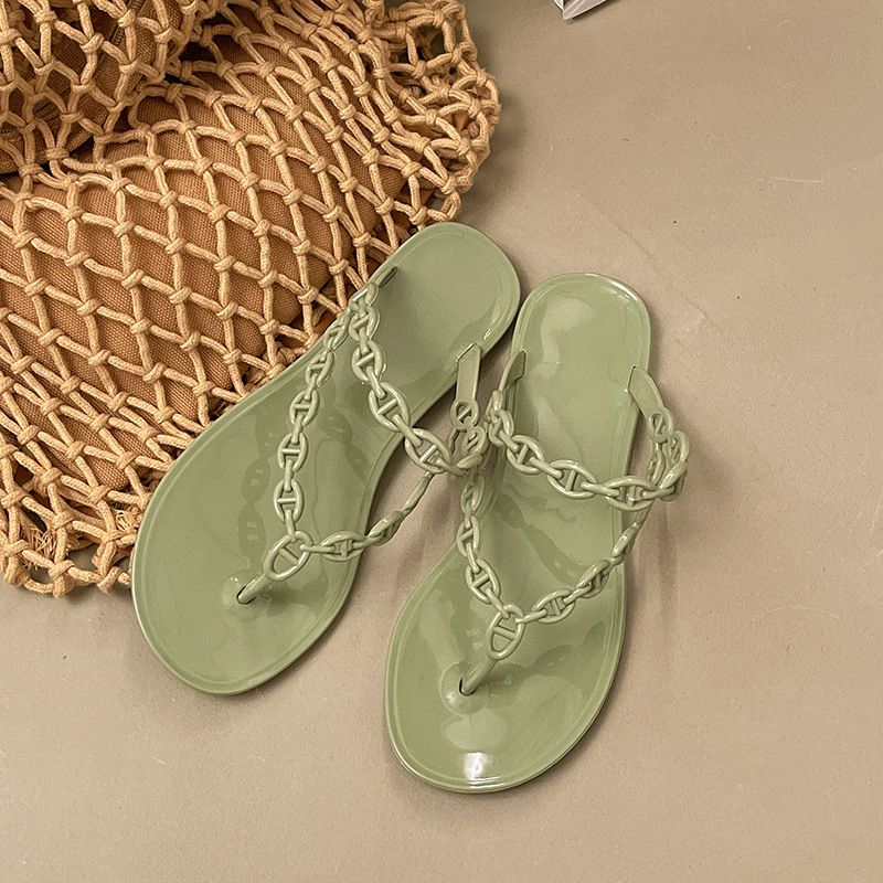 Cross-border Internet Celebrity Chain Anti-slip Flip-flops For Women, Spring Summer Outdoor Flat Beach Sandals In_vogvips.com