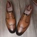 Euro Step Men's Brogue Low Top New Burnished British Style Carved Rubber Business Formal Vintage Leather Shoes_vogvips.com