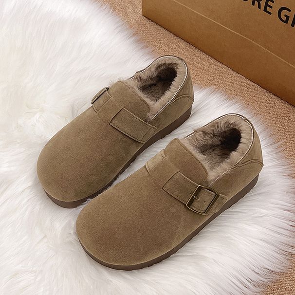 Fleece-Lined Full-Coverage Retro For Women Winter 2024 New Slip-On Cotton Furry Shoes Thickened Warm Snow_vogvips.com
