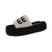 Seasonal New Internet Celebrity Letter Hairy Slippers For Women, Comfortable Outerwear, Open Toed One Word Large Cotton Slippers For Women_vogvips.com