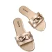 Women's Metallic Chain Flat Slides Elegant Summer Slip On Sandals Ladies' Slippers Classic Versatile Solid Color Metal_vogvips.com