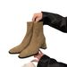 ShoeVault High Heel Korean Style Ankle Suede Martin Women's Shoes 2025 New Autumn Winter Fleece Lined Square Toe Slim Short Boots_vogvips.com
