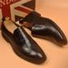 Euro Step 2025 Autumn New Men's Carved Brogue Business Slip-On British Style Pointed Formal Casual Leather Shoes_vogvips.com