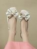Fairy Style Square Toe Vintage Flat Bottom Low Heel Shoes Bow_vogvips.com