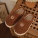 Cute Cartoon Bear Cotton Slippers For Women, Thick Soled, Warm, Suitable For Indoor Use, Couples, Postpartum Care, And Winter Wear._vogvips.com