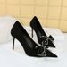 825-H7 Fashion Slimming Banquet Women's High Heels Shallow Mouth Pointed Suede Diamond Bow Single Shoes_vogvips.com