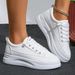 Women White Sneakers Autumn Lace Up Thick Bottom Casual Flats Anti-slip Outdoor Walking Sports Board Shoes Sapatos_vogvips.com