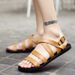 Summer Beach Breathable Casual Leather Sandals 2025 New Korean Version Trendy Cowhide Men's Shoes_vogvips.com