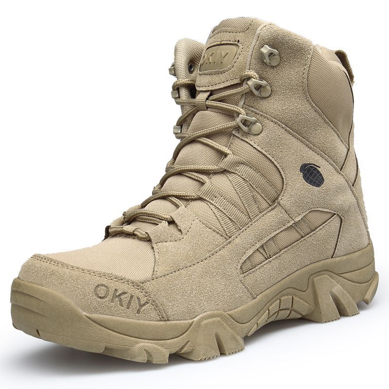 Mens Desert Tactical Combat Boots High Top Outdoor Hiking Shoes_vogvips.com