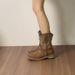 British Embroidery V-Cut Martin For Women, Brown Chunky Heel Internet Celebrity Knight Short Boots, Western Cowboy Boots_vogvips.com