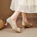 020499-1 Red Wedding For Women High Heels Stiletto Champagne Sequin Bridal Wide Fat Feet Large Size Women's Shoes_vogvips.com