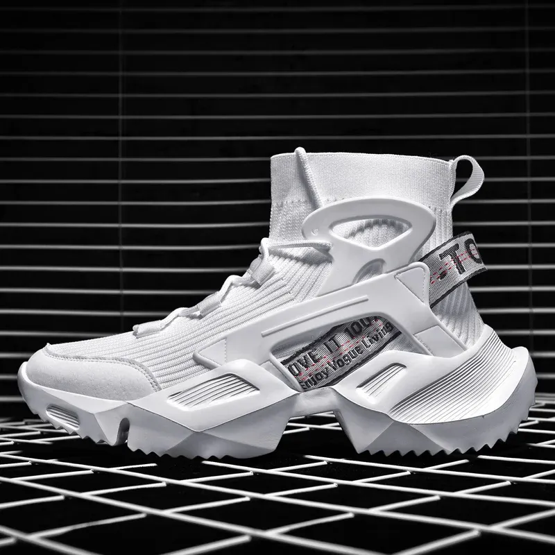 High-top Sock Sneakers Men Trendy Hip-hop Sports Shoes Male Mesh Breathable Jogging Shoes Oversize Walking Shoes Male Footwear_vogvips.com