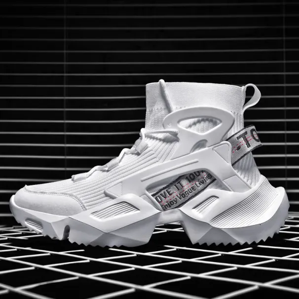 High-top Sock Sneakers Men Trendy Hip-hop Sports Shoes Male Mesh Breathable Jogging Shoes Oversize Walking Shoes Male Footwear_vogvips.com