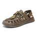 Men's Woven Sandals Summer Hollow Breathable Casual Beach Shoes Large Size Hole Shoes 48_vogvips.com