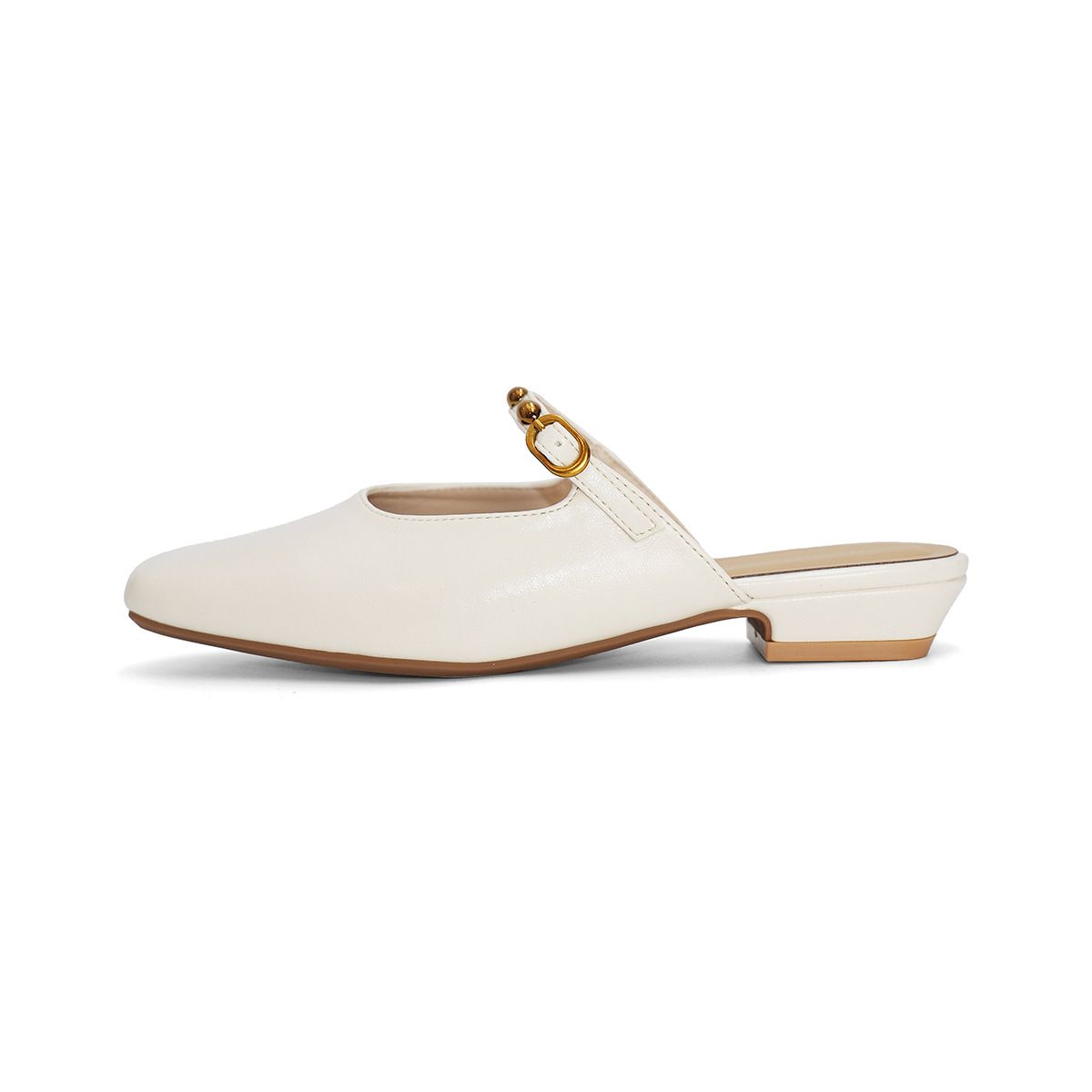 Women's Summer Backless Square Toe Mule Sandals Chunky Heeled Slippers Sheepskin Outdoor Wear_vogvips.com