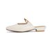 Women's Summer Backless Square Toe Mule Sandals Chunky Heeled Slippers Sheepskin Outdoor Wear_vogvips.com