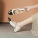 Leather Black White Square-Toed New-Style High-Heeled For Spring Autumn Work, French Mary Jane Shoes With Chain And_vogvips.com