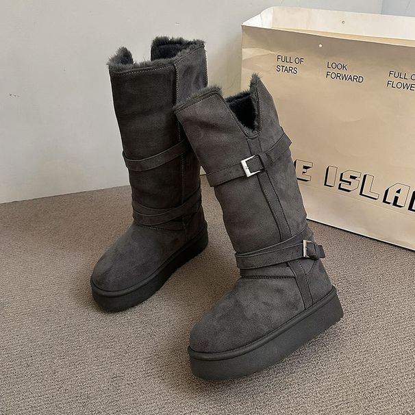 Small Thick-soled Long-tube Snow Boots For Women's Winter Heightening, Piling And Thickening Thermal Cotton Shoes_vogvips.com