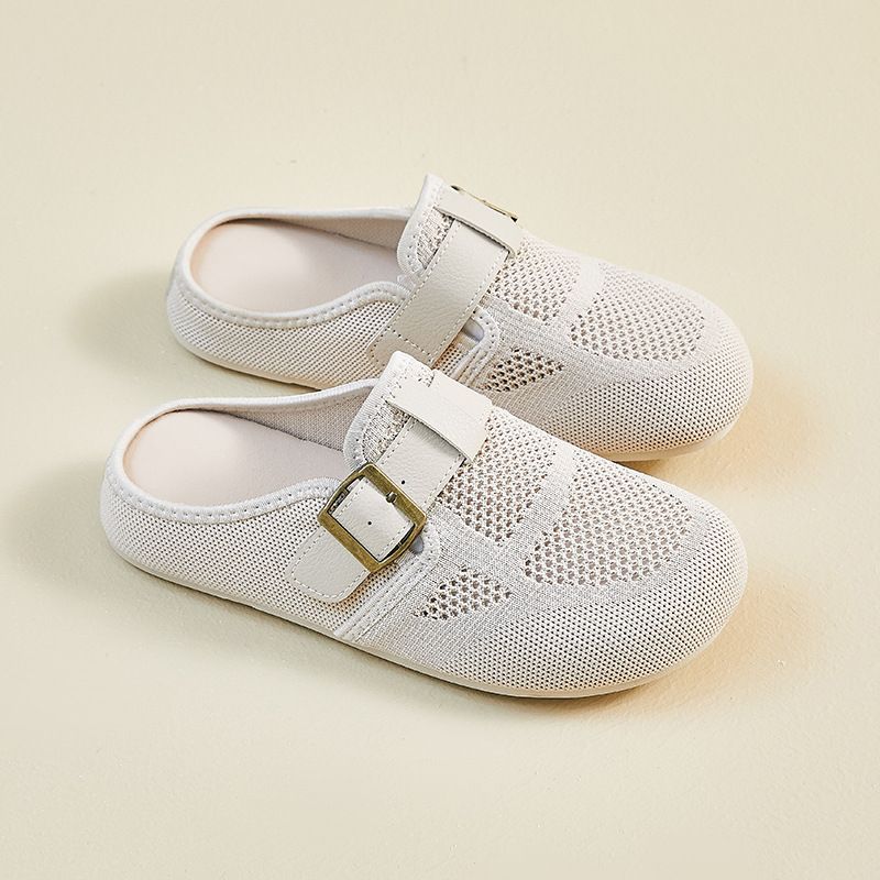 Little White Shoes Female Student Lazy One Pedal Half Tray Casual Shoes Street Shooting Shoes_vogvips.com