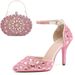 Women's Shoes Stiletto Combination Banquet Pointed Low Top Solid Color Wedding Diamond High Heels_vogvips.com