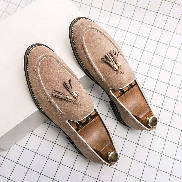 TerraStride Suede British Style Tassel Slip-On Loafers Driving Men's Business Casual Leather Height Increasing Shoes_vogvips.com