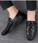 Embossed Crocodile Leather Loafers Soft-soled Casual Men's Leather Shoes Driving Men's Shoes_vogvips.com
