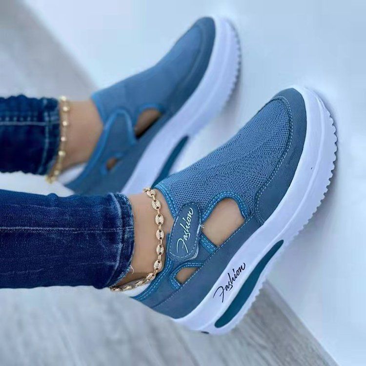2025 Large Size Single For Women's Spring And Summer New Flat Bottomed Fly Knit Breathable Velcro Casual Mesh Shoes_vogvips.com