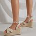 Women's Shoes Large Size Spring And Summer High Heels All Match Thick Soled Platform Shoes One Word Buckle Strap Straw Bottom Wedge Sandals_vogvips.com