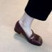 Unique Retro Round-toe Women's For Spring/summer 2025, Versatile With Buttons And Elastic Straps, Shallow Soft Leather_vogvips.com
