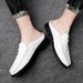2024 Black Half For Leather Mules Casual Men Fashion Social Big Size Mocassin Elegantes Walking Shoes_vogvips.com