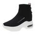 Women's Chunky Sole Platform Sneakers - Breathable High-Top Lace-Up Shoes With Back Zipper For Casual & Sporty Style_vogvips.com